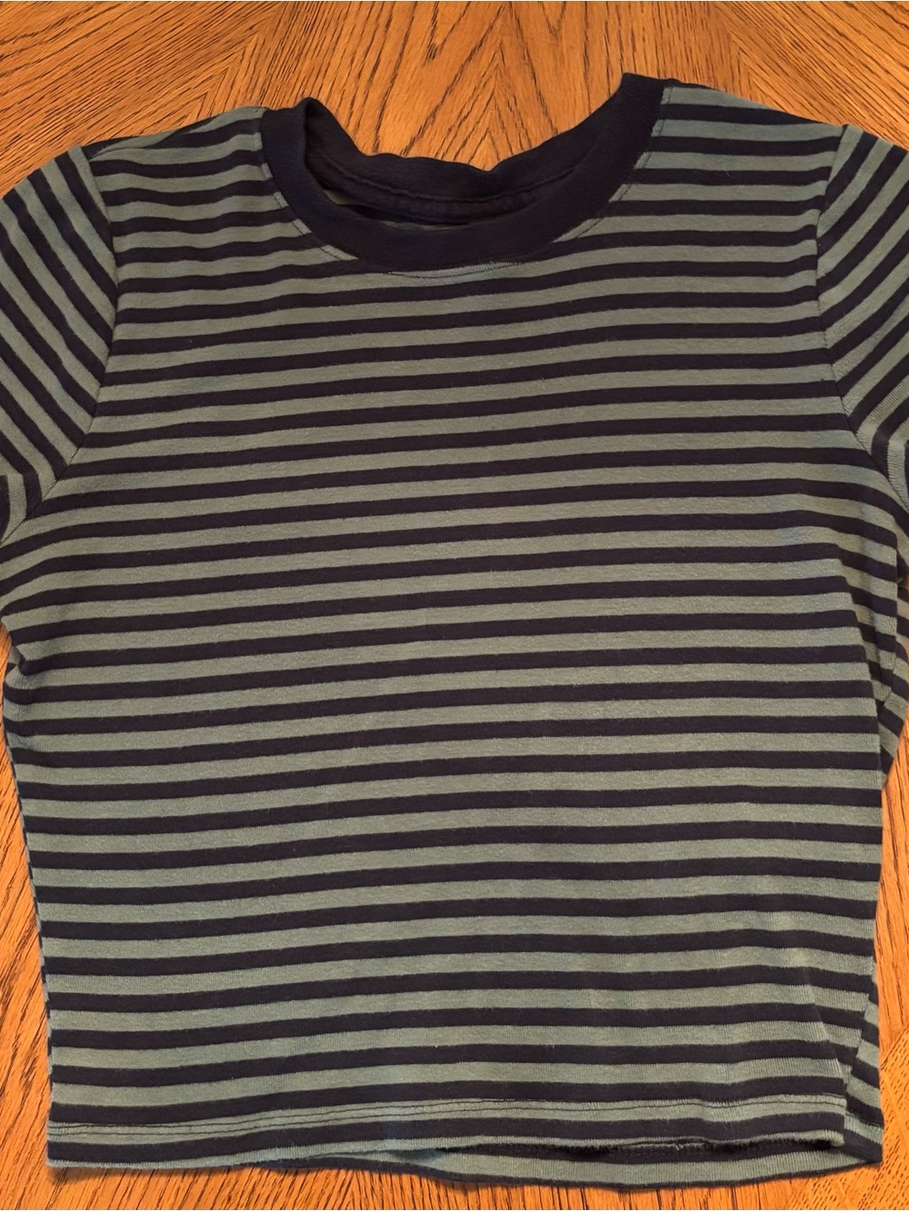 Hollister Black and Olive Striped Short Sleeve Tee